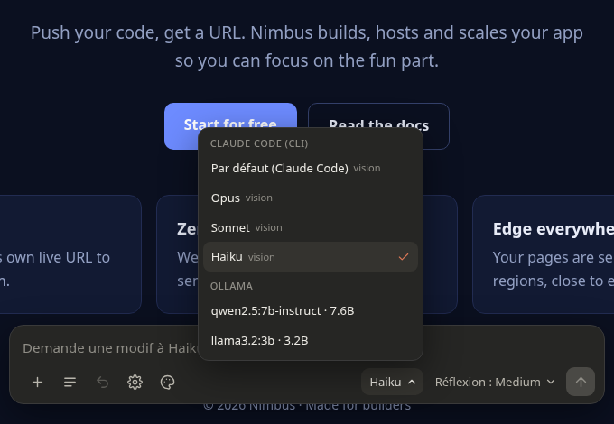 Model menu grouped by provider